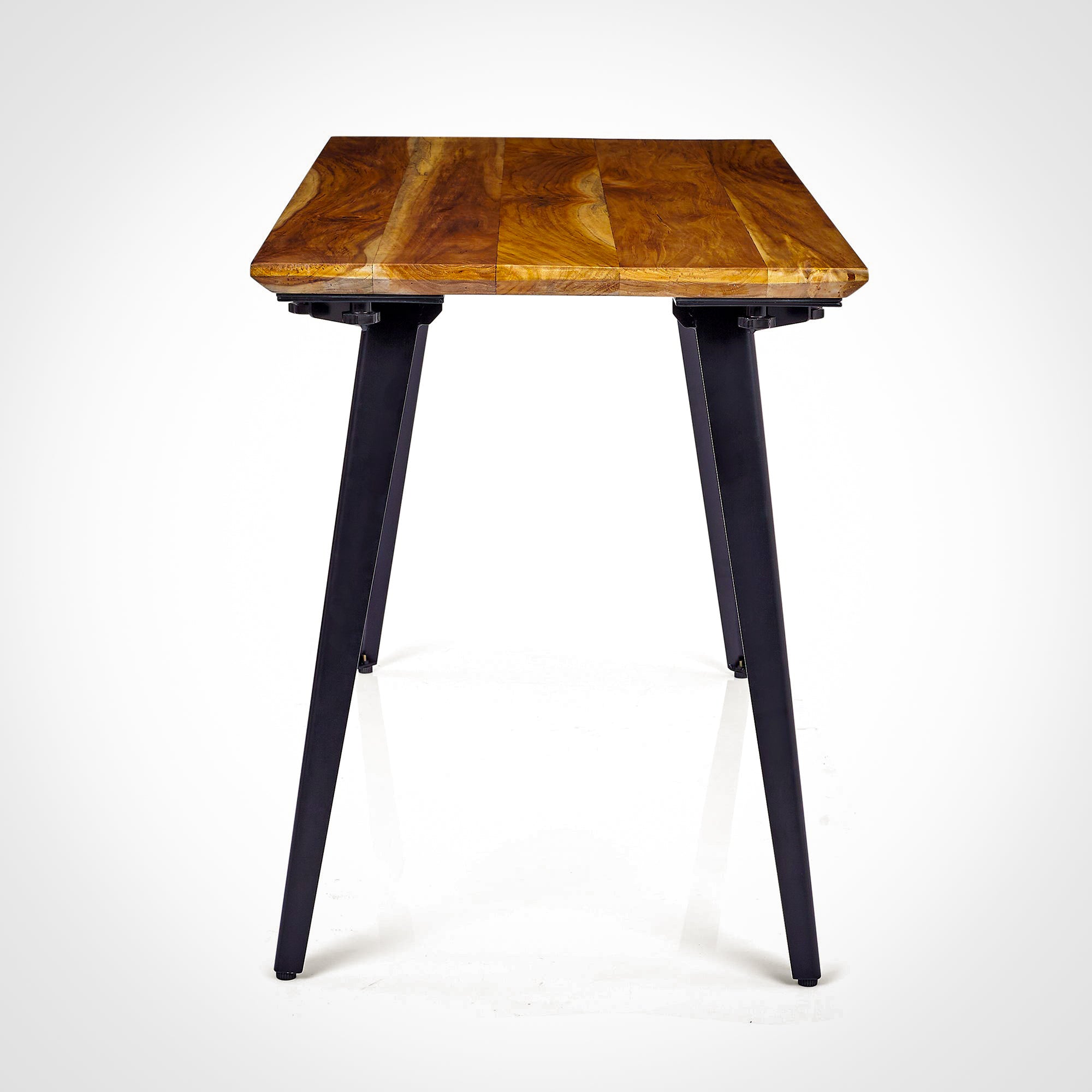 Model 205 Desk (4x2 feet) - Solid Teak Wood/Black Legs