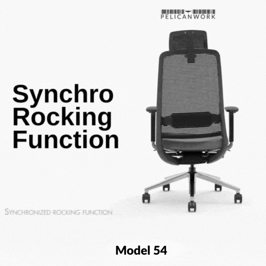 Pelicanwork Model 54 black ergonomic office chair with synchro rocking function