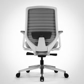 Model 11 White ergonomic office chair, mesh backrest, lumbar support, and adjustable arms