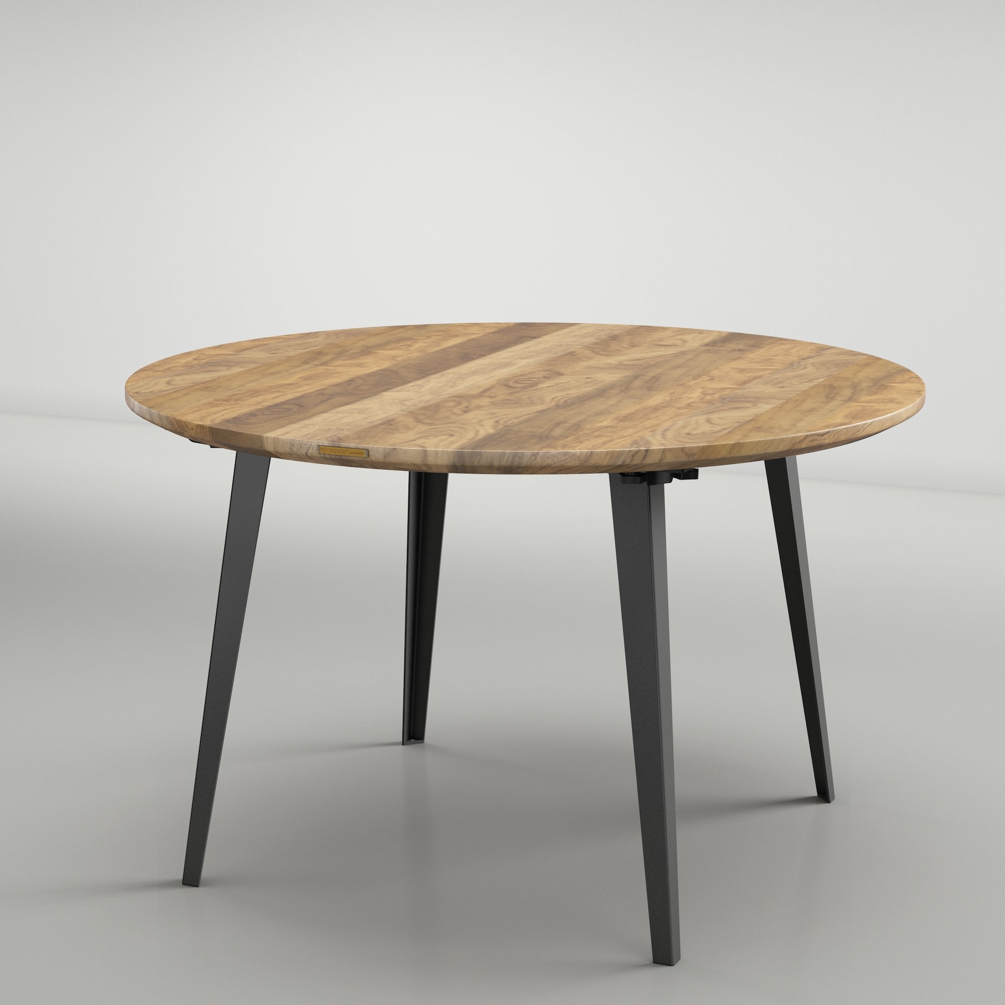 Model 208 Round Table - Solid Teak Wood (Black Legs)