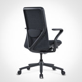 Poly-9 black ergonomic office chair with mesh backrest and lumbar support