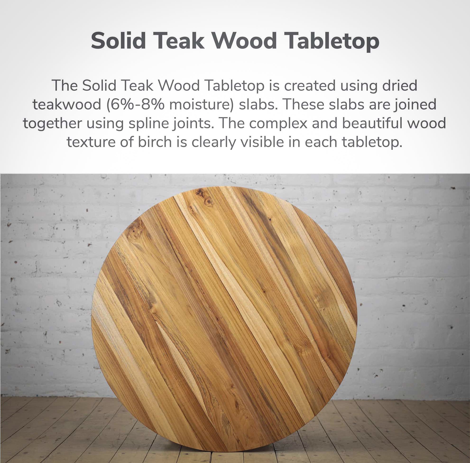 Model 208 Round Table - Solid Teak Wood (Black Legs)