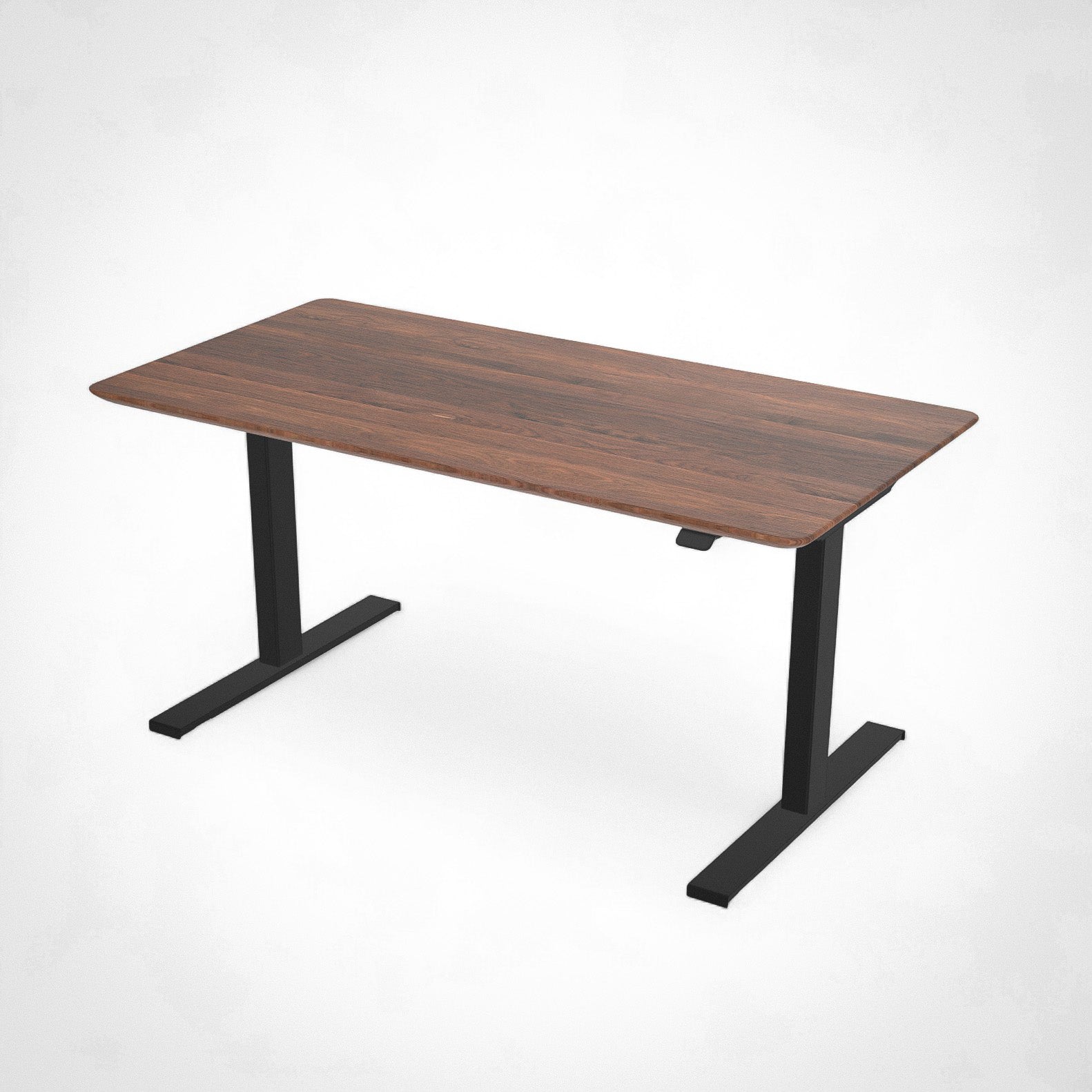 Model 304 | Solid Wood Height Adjustable Desk (55"x28") | Walnut | Black Legs