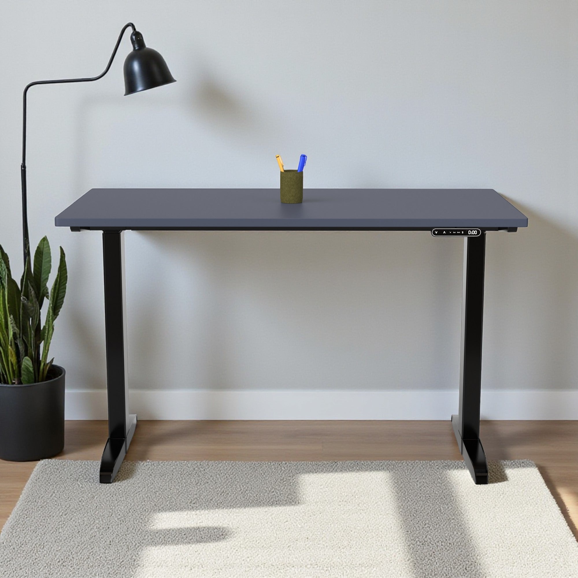 Model 301 | Everyday Electric Sit-Stand Desk (48"x24") | Blue | Black Legs