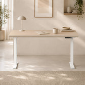 Model 301 Electric Standing Desk | Beige | 55 x 27 in | White Legs