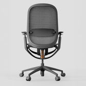 Black ergonomic office chair with mesh back and lumbar support, Pelicanwork, rear view