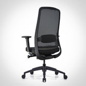 Black nylon base ergonomic office chair with mesh back and adjustable armrests