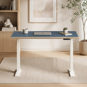 Model 301 Electric Standing Desk | Yale Blue | 48 x 24 in | White Legs