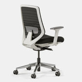 Pelicanwork BW3 ergonomic office chair with black mesh back and white frame