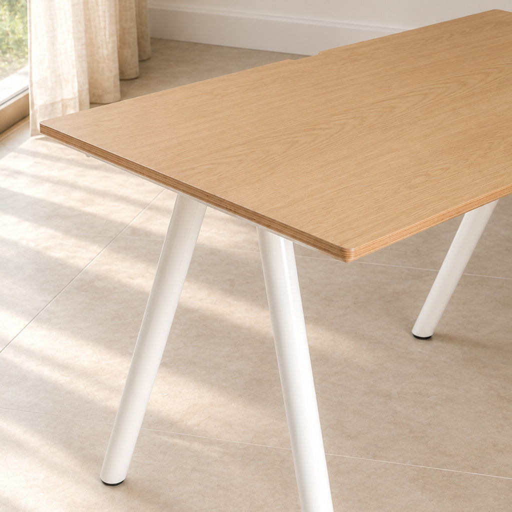 Model 203 Office Desk | Oak Veneer | White Legs