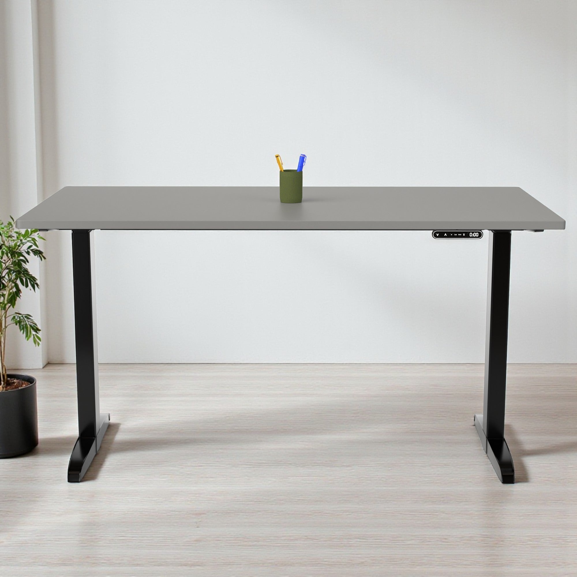 Model 301 | Everyday Electric Sit-Stand Desk (55"x27") | Grey | Black Legs