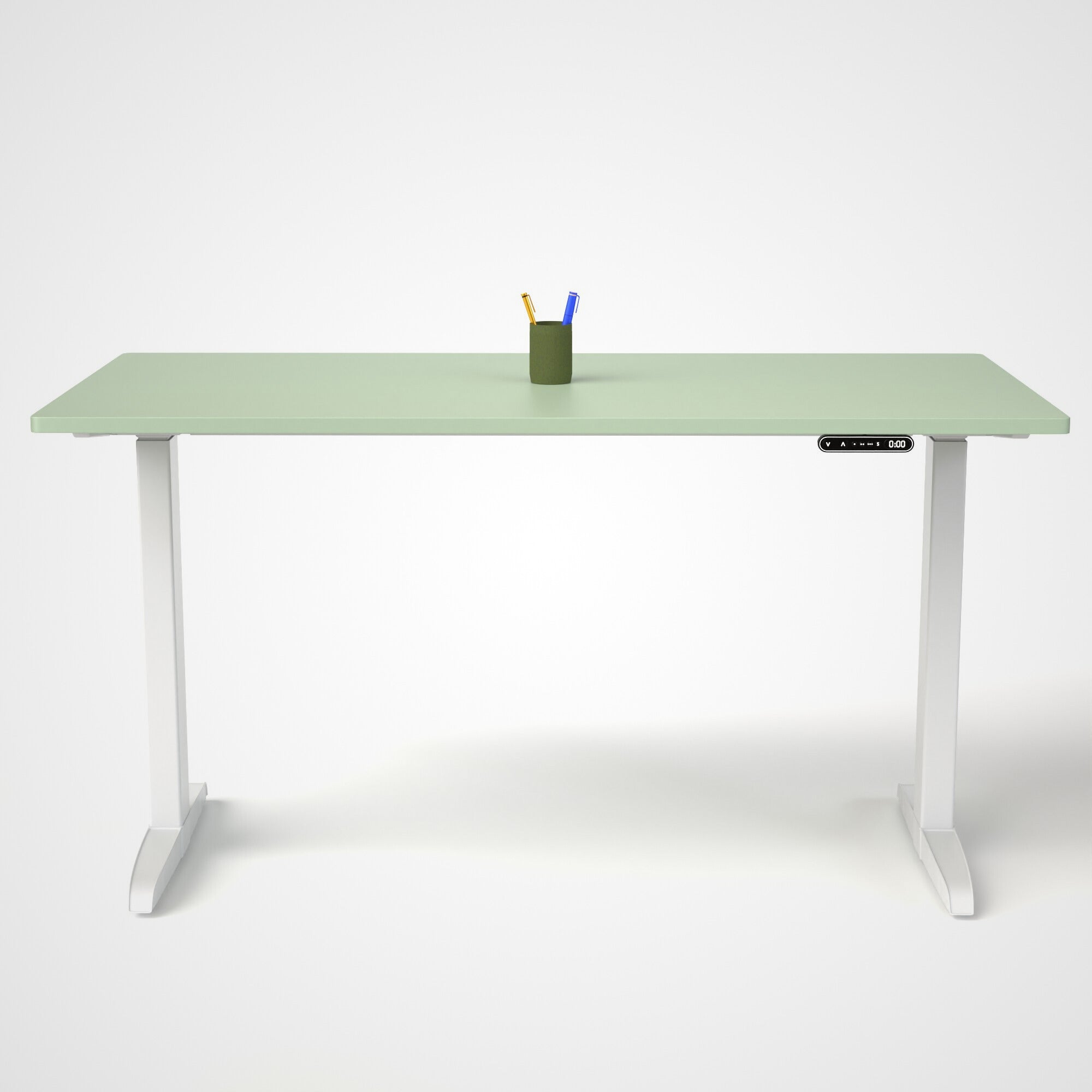 Model 301 | Everyday Electric Sit-Stand Desk (55"x27") | Green | White Legs