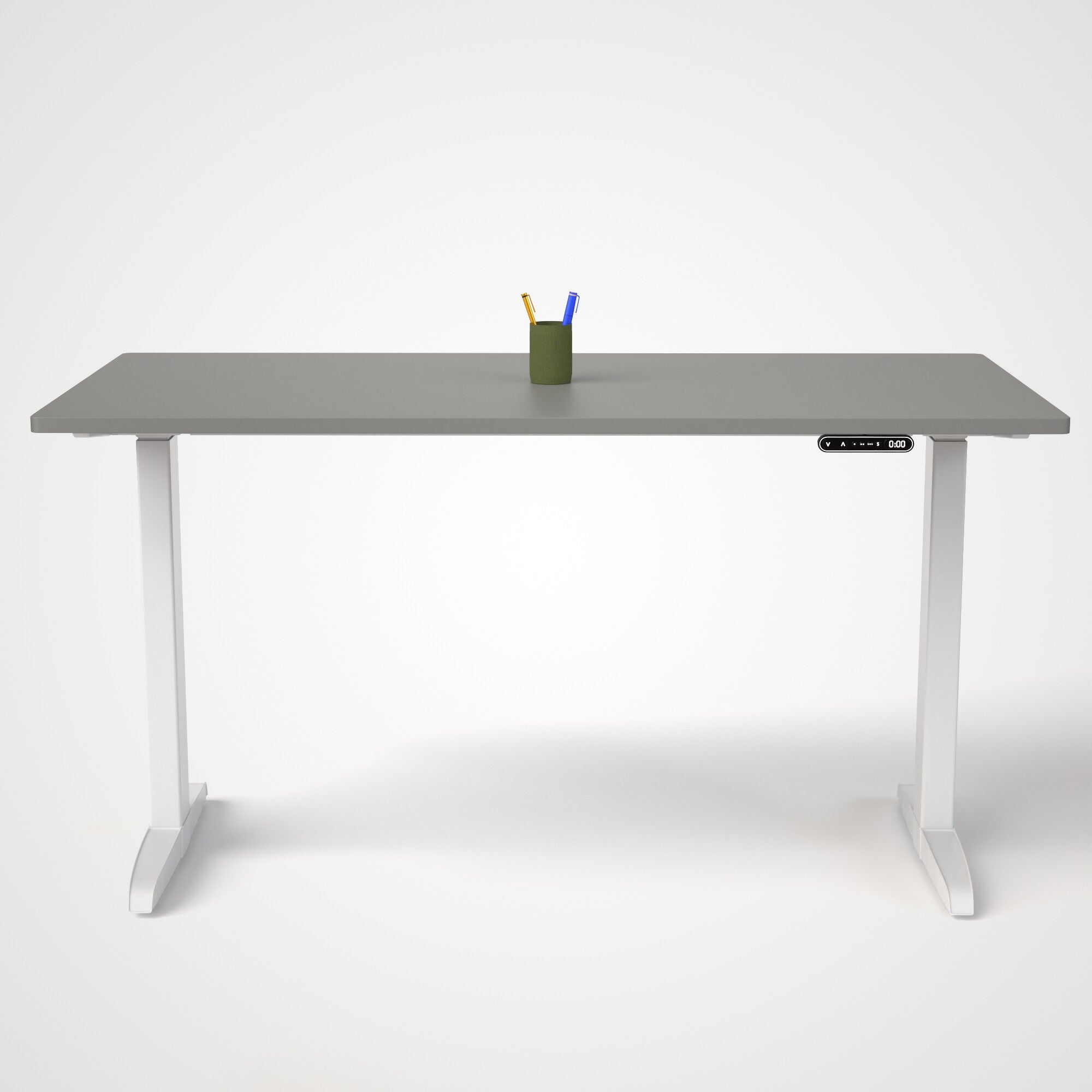 Model 301 | Everyday Electric Sit-Stand Desk (55"x27") | Grey | White Legs