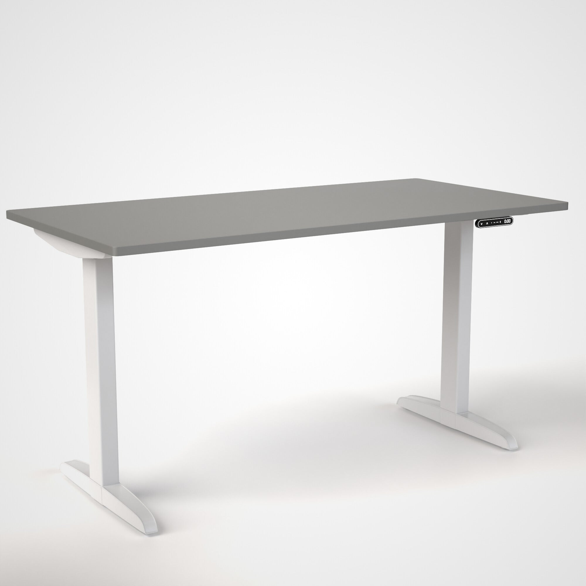 Model 301 | Everyday Electric Sit-Stand Desk (55"x27") | Grey | White Legs