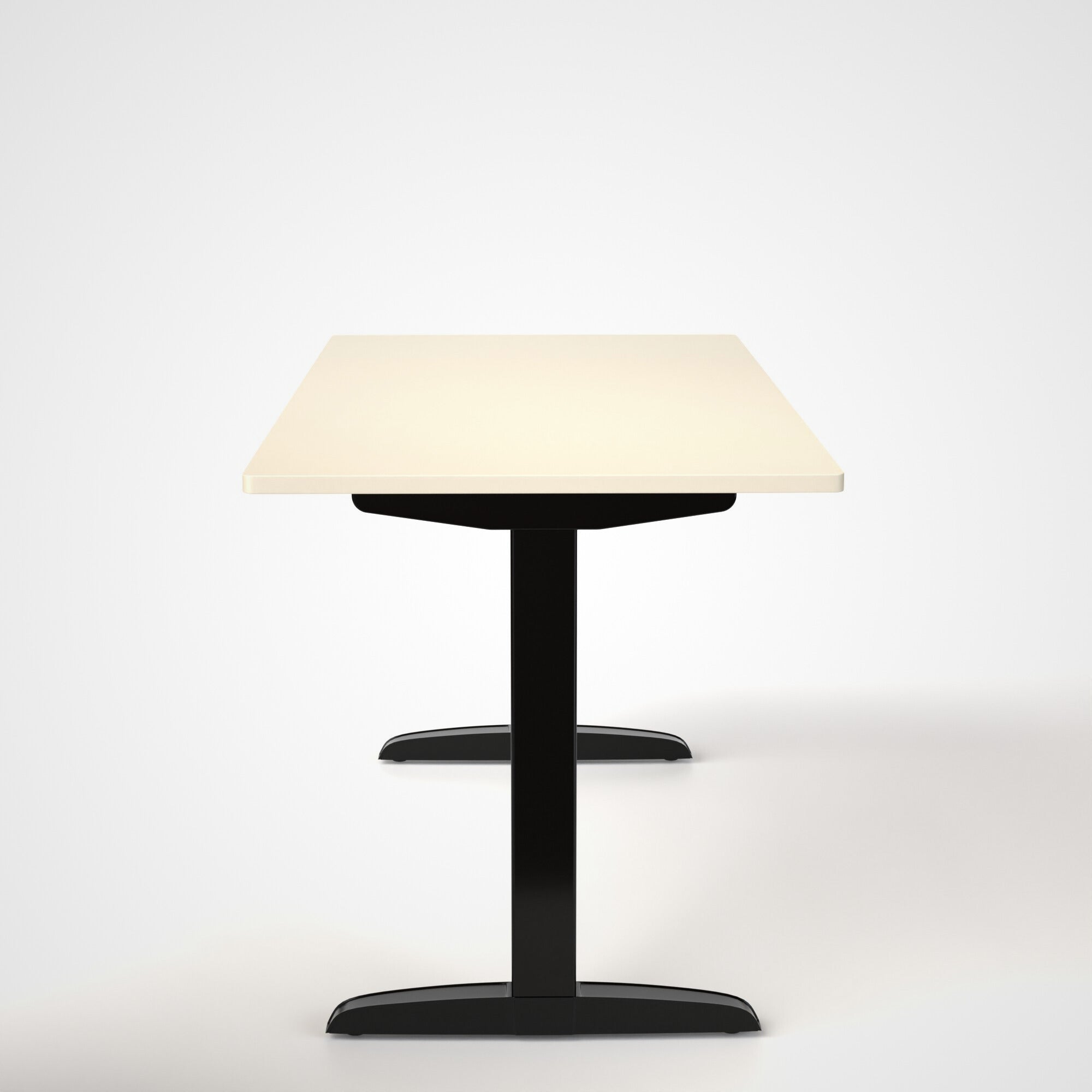 Model 301 | Everyday Electric Sit-Stand Desk (55"x27") | Ivory | Black Legs