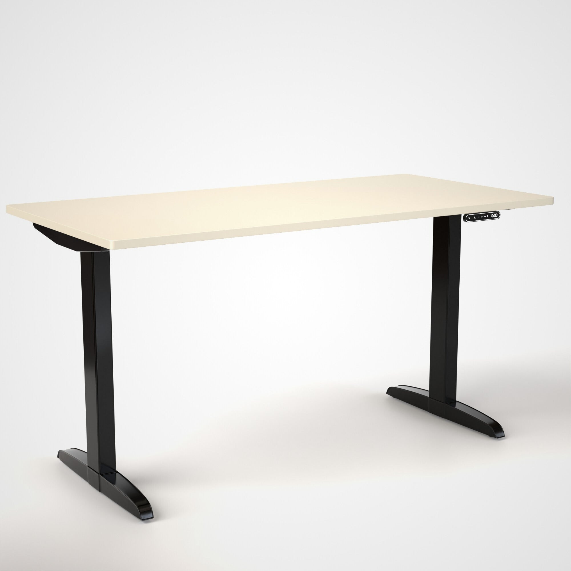 Model 301 | Everyday Electric Sit-Stand Desk (55"x27") | Ivory | Black Legs