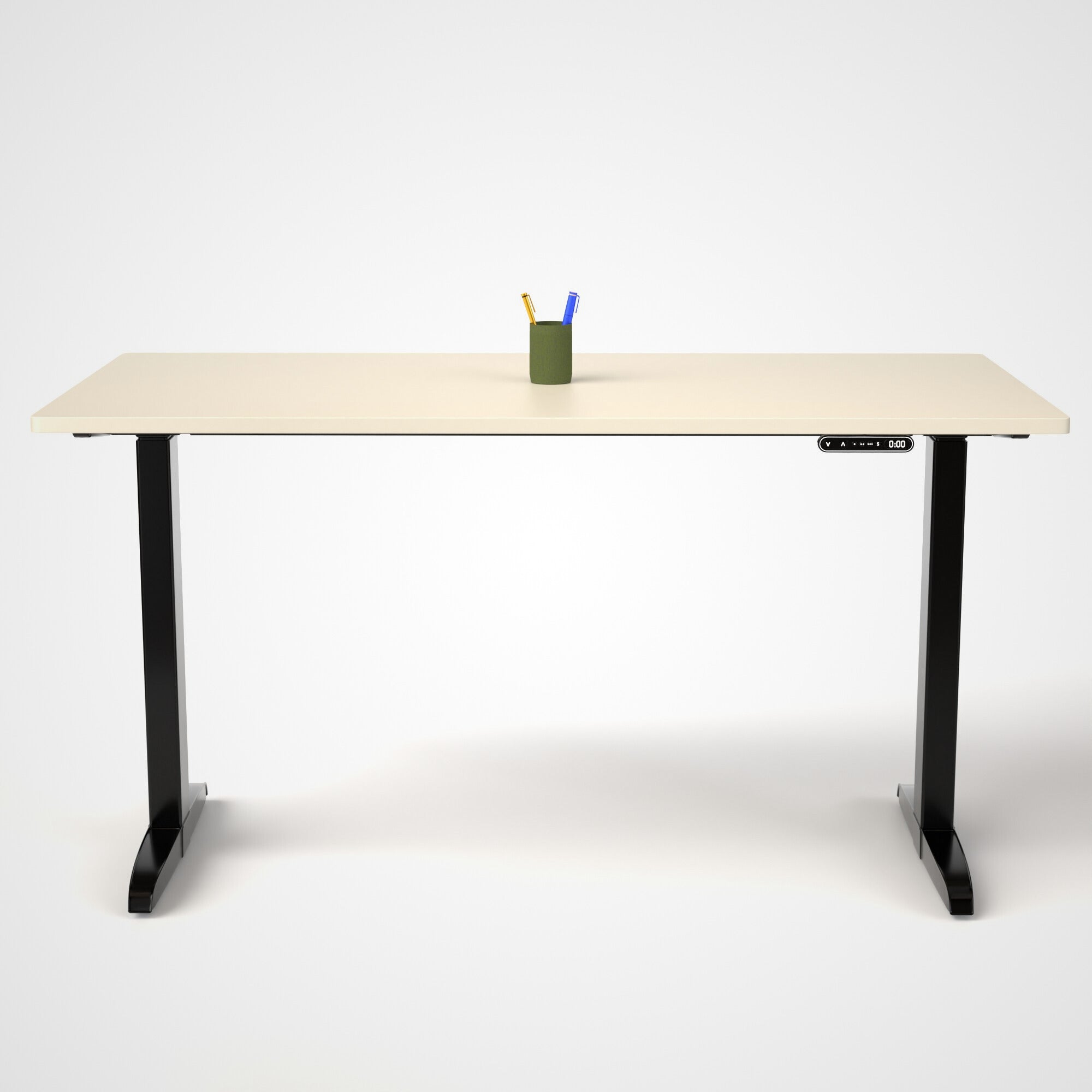 Model 301 | Everyday Electric Sit-Stand Desk (55"x27") | Ivory | Black Legs