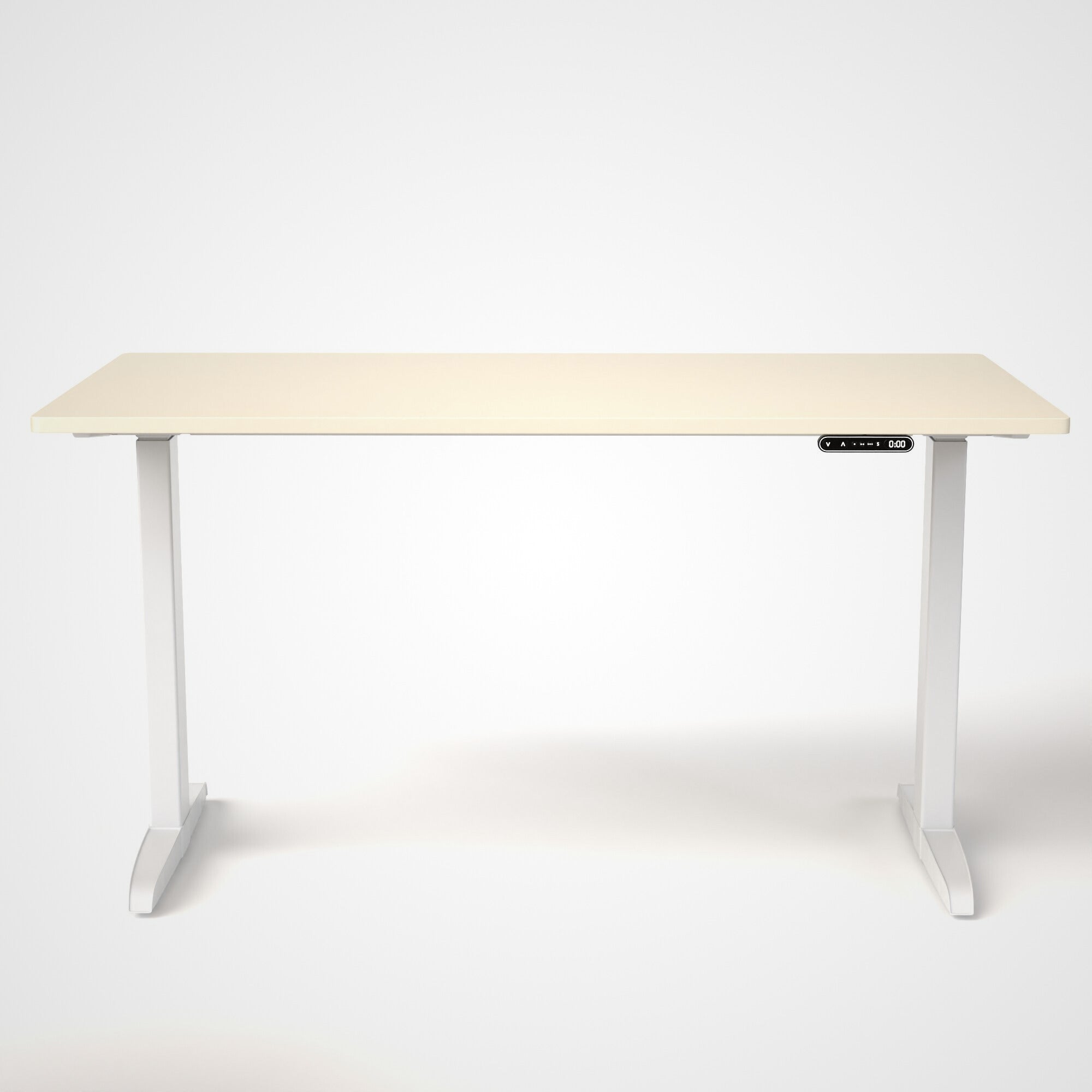 Model 301 | Everyday Electric Sit-Stand Desk (55"x27")  | Ivory | White Legs