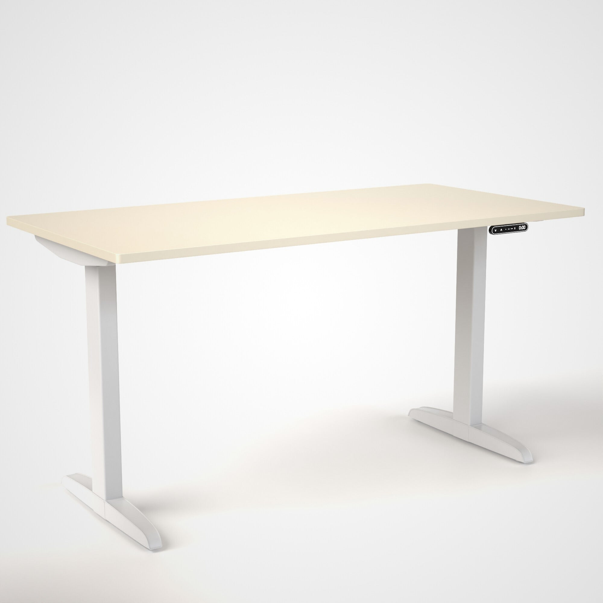 Model 301 | Everyday Electric Sit-Stand Desk (55"x27")  | Ivory | White Legs