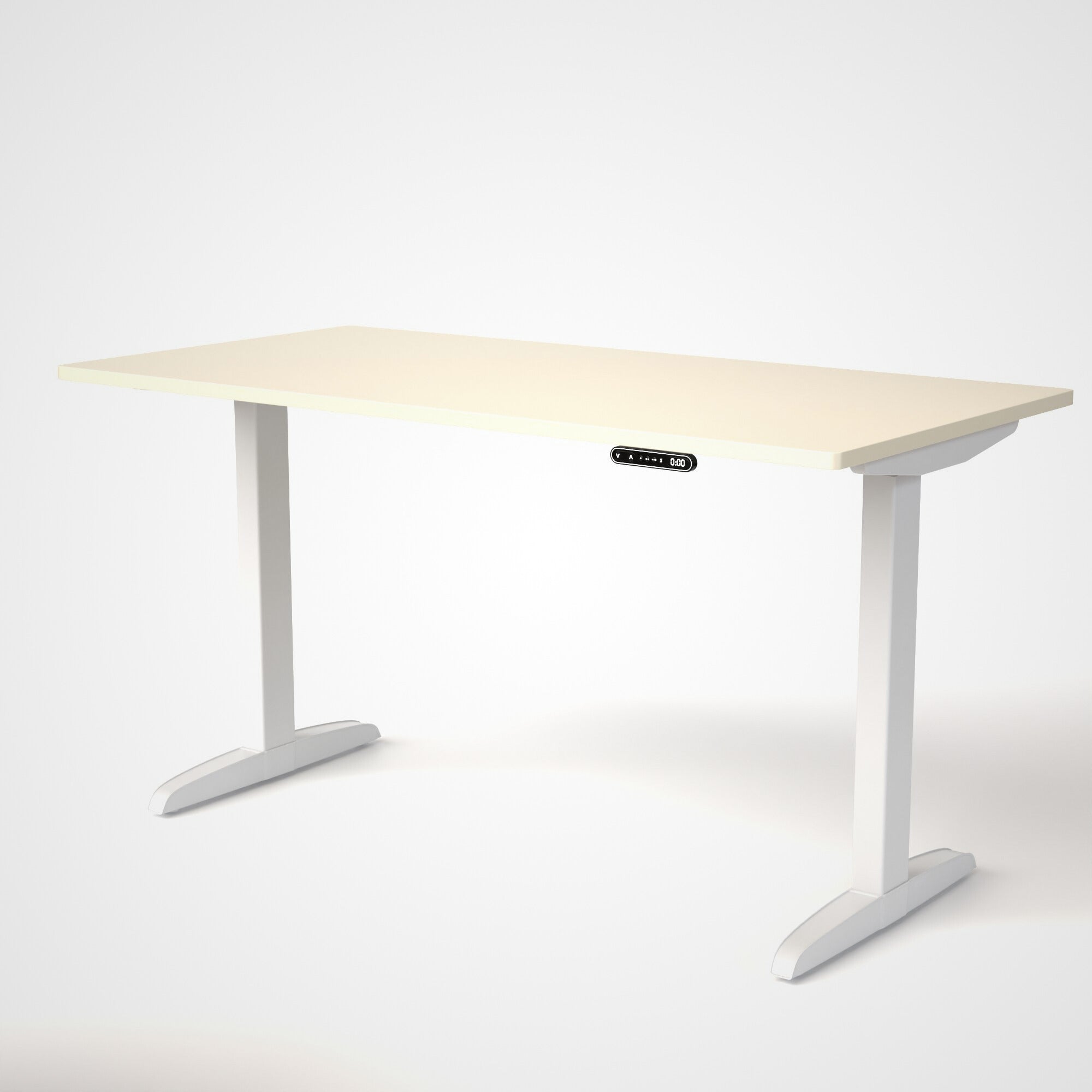 Model 301 | Everyday Electric Sit-Stand Desk (55"x27")  | Ivory | White Legs