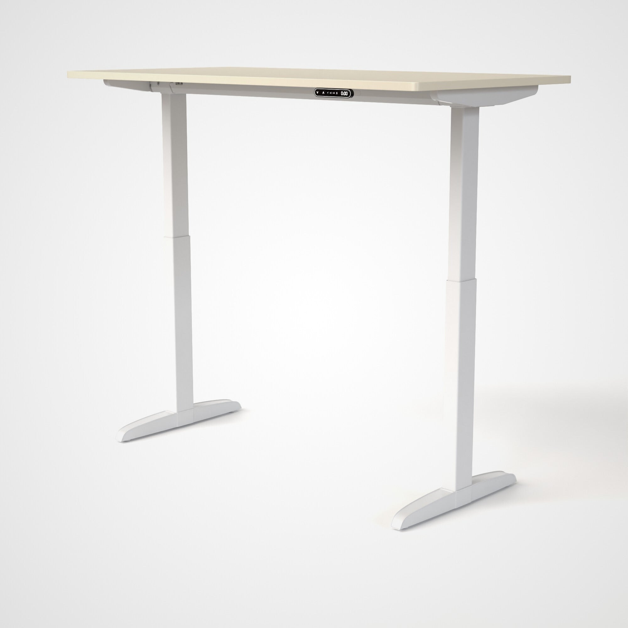 Model 301 | Everyday Electric Sit-Stand Desk (55"x27")  | Ivory | White Legs