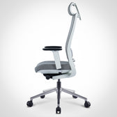 Pelicanwork Model138 ergonomic office chair in grey with adjustable armrests and headrest