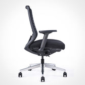 Pelicanwork Model 11 ergonomic office chair in black, side view with adjustable armrests