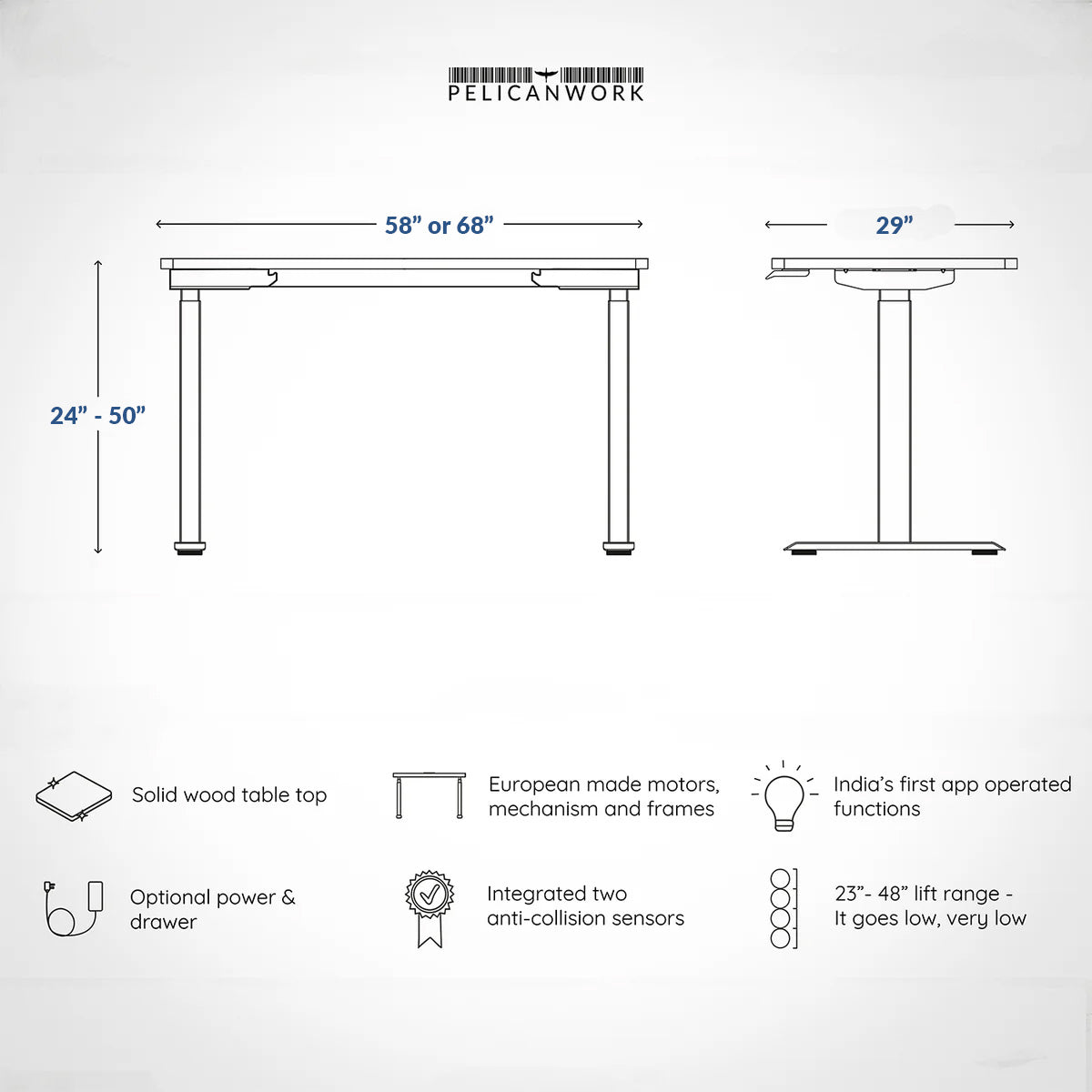 Model 304 | Pro High-Speed Solid-Wood Desk (58"x29") | Teak Wood | White Legs