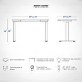 Model 304 height adjustable standing desk dimensions, lift range and key ergonomic features
