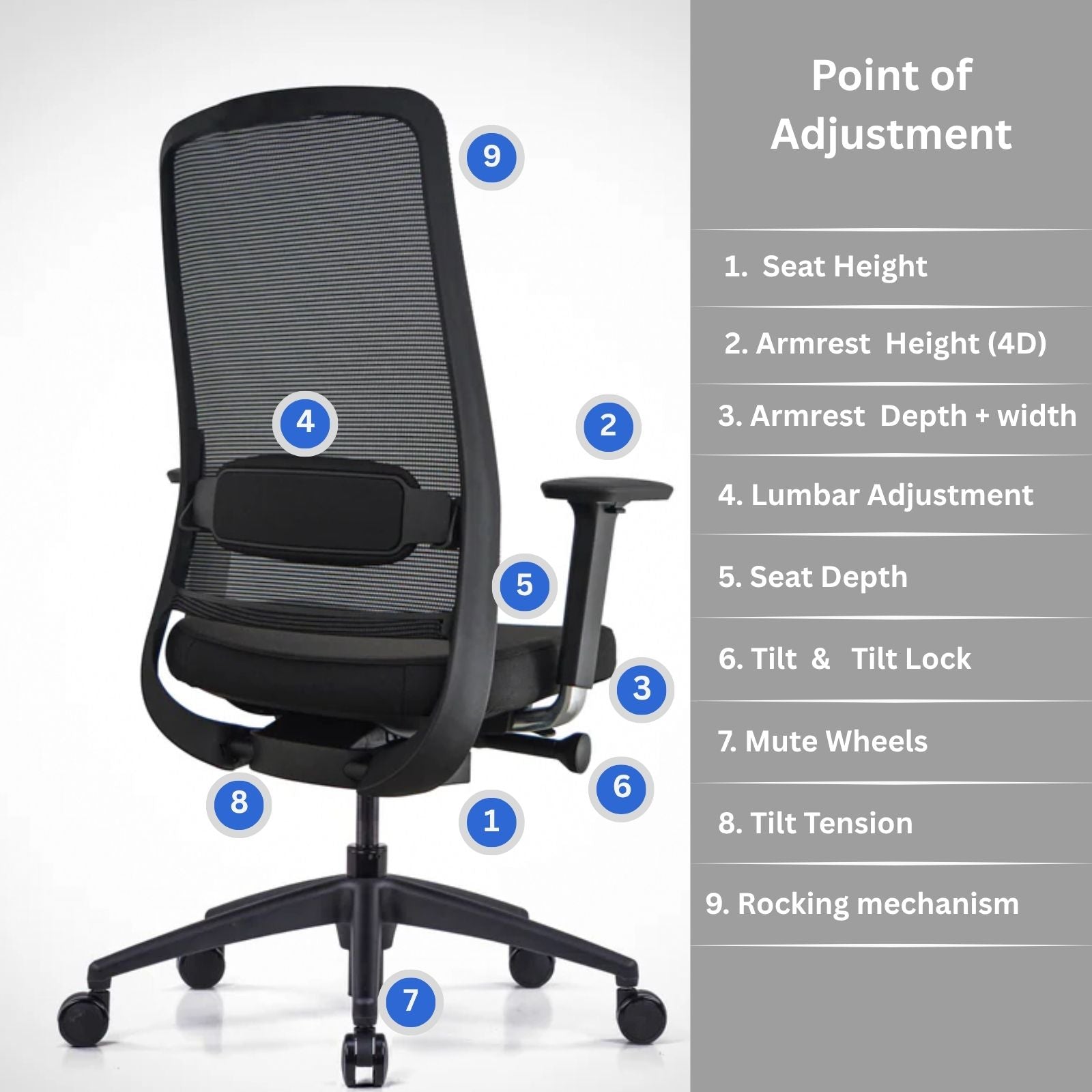 Model 54  Ergonomic Office Chair | Black | Nylon Base