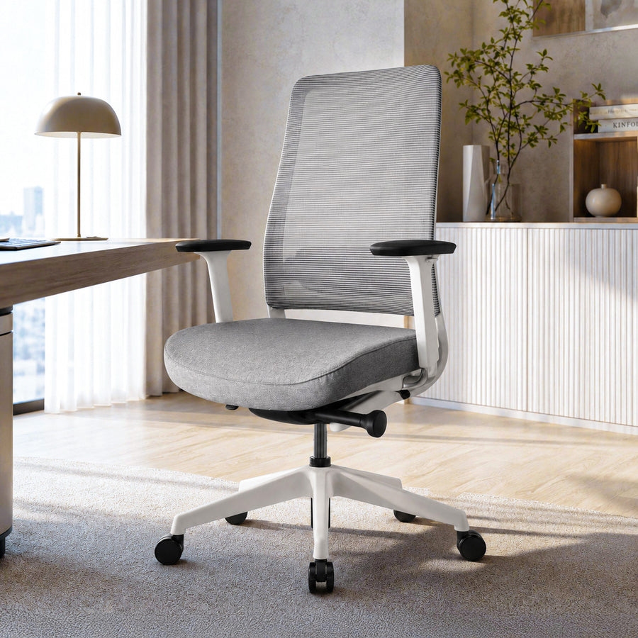 Model 54  Ergonomic Office Chair  | White/Grey | Nylon Base