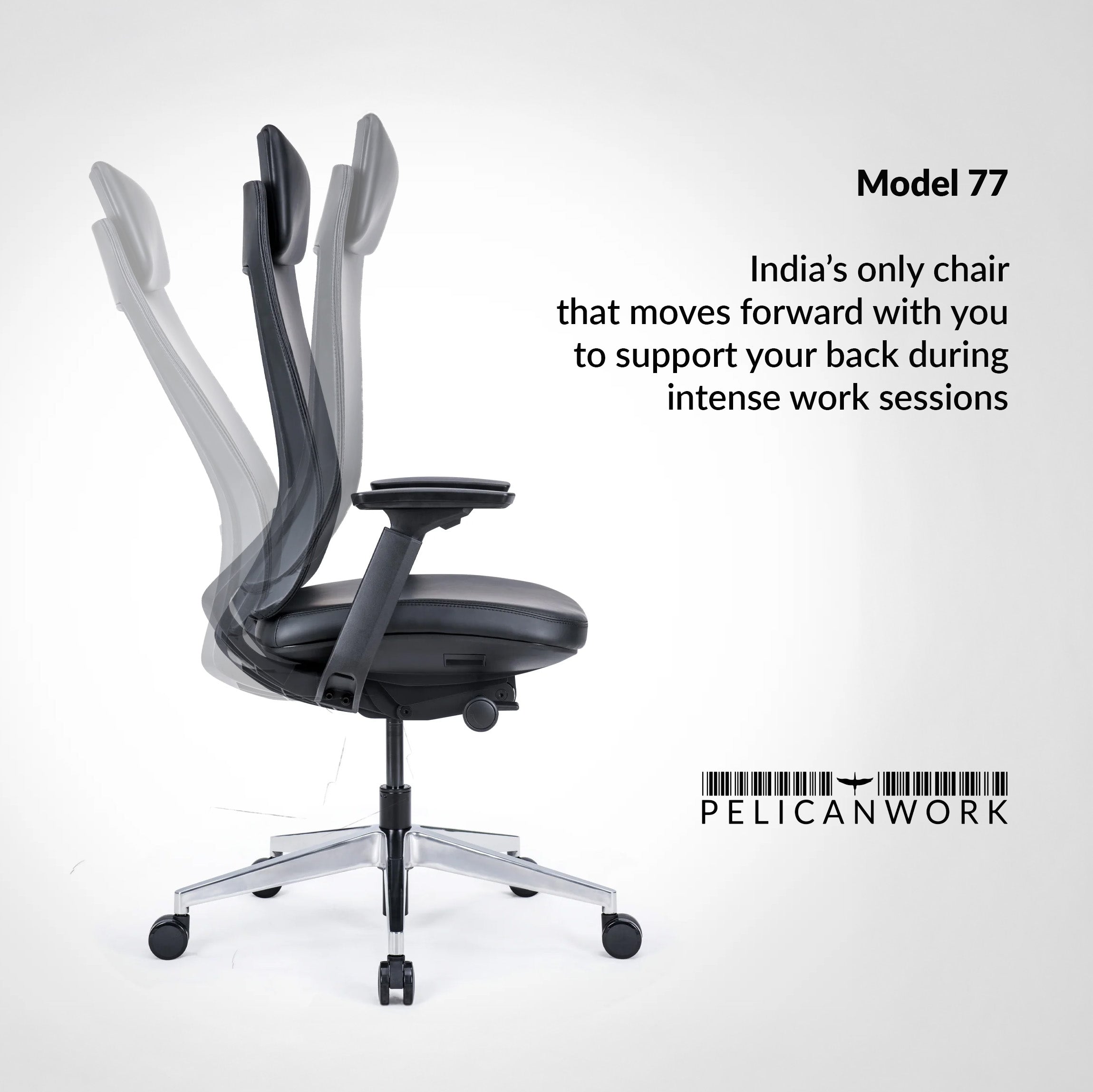 Model 77 Ergonomic Office Chair - Genuine Leather Onyx