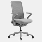 Pelicanwork Model 92 ergonomic office chair in light grey with mesh back and armrests