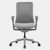 Model 92 gray ergonomic office chair with mesh back and padded seat, modern design