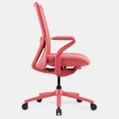 Pelicanwork Model 92 P ergonomic office chair in coral color, side view