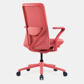 Pelicanwork Model 92 P ergonomic office chair in coral pink, mesh back, lumbar support