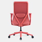 Model 92 P coral pink ergonomic office chair with mesh back, lumbar support and wheels