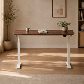 Model 304 Pro Electric Standing Desk | Walnut Wood | 55 x 28 in | White Legs