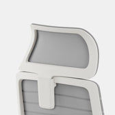 Pebble headrest in light gray for ergonomic office chair, adjustable mesh back support