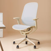 Pelicanwork ergonomic office chair in white mesh with adjustable armrests and wheels