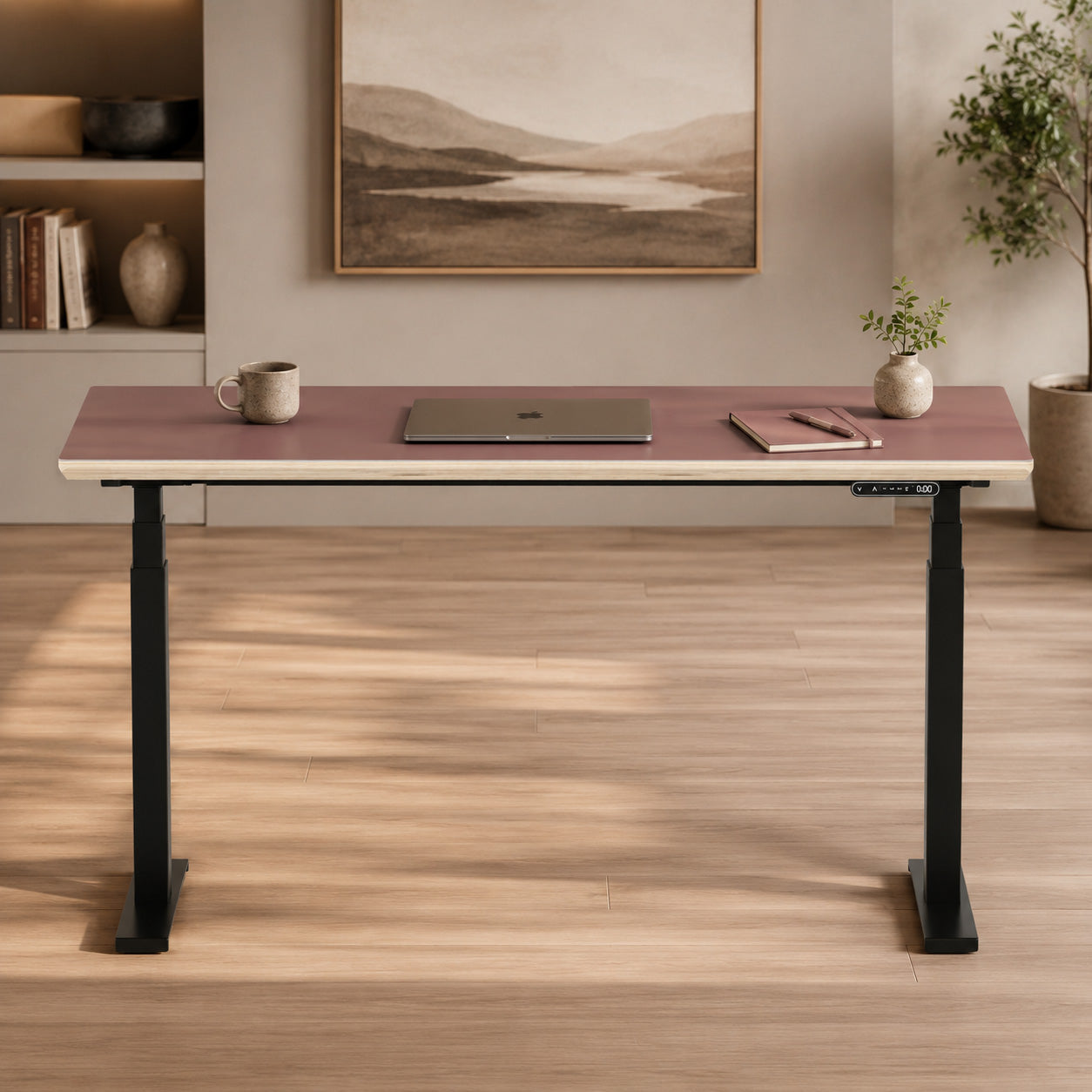 Model 301 Electric Standing Desk | Rosso | 55 x 27 in | Black Legs