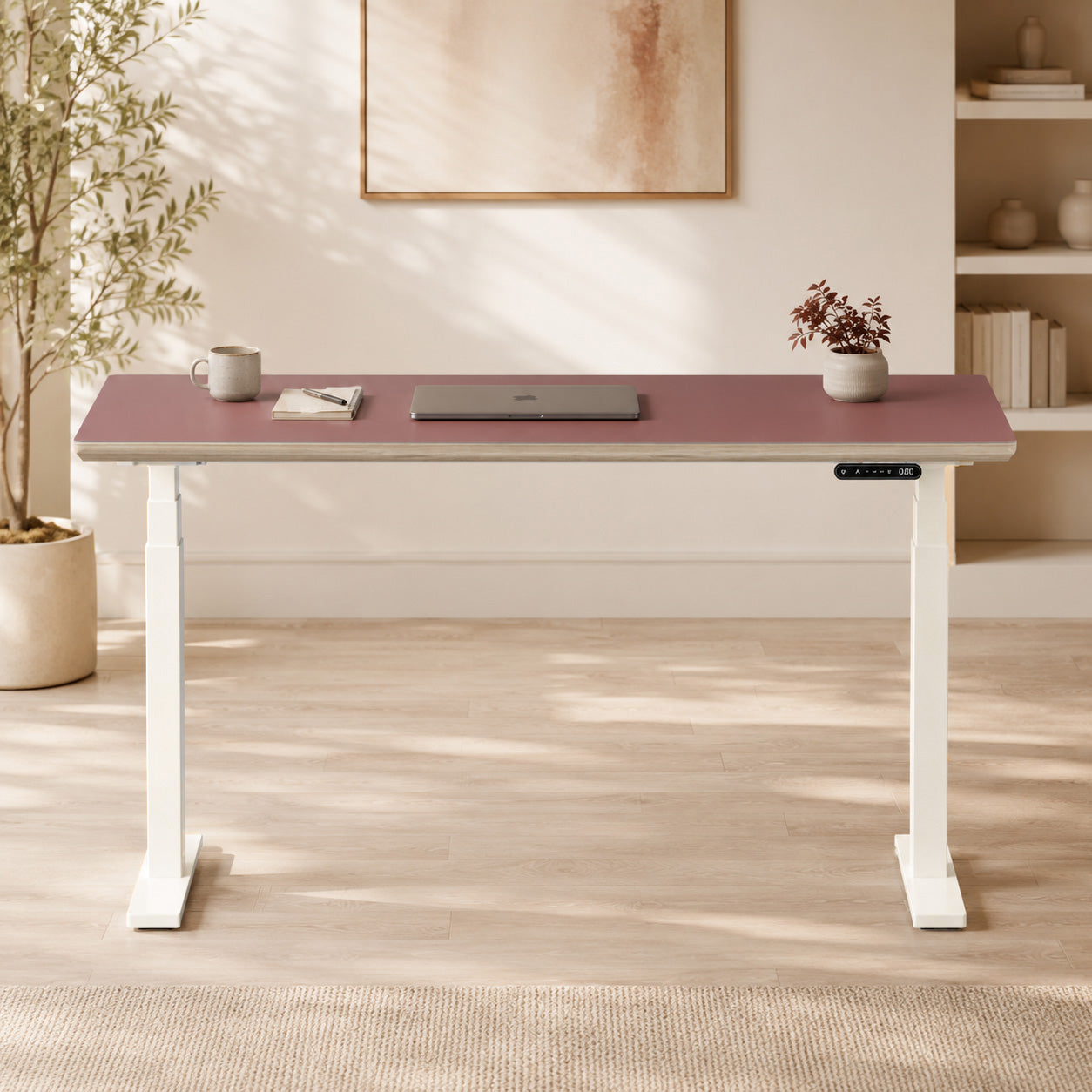 Model 301 Electric Standing Desk | Rosso | 55 x 27 in | White Legs