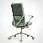 Green ergonomic office chair with mesh backrest and lumbar support, Pelicanwork style