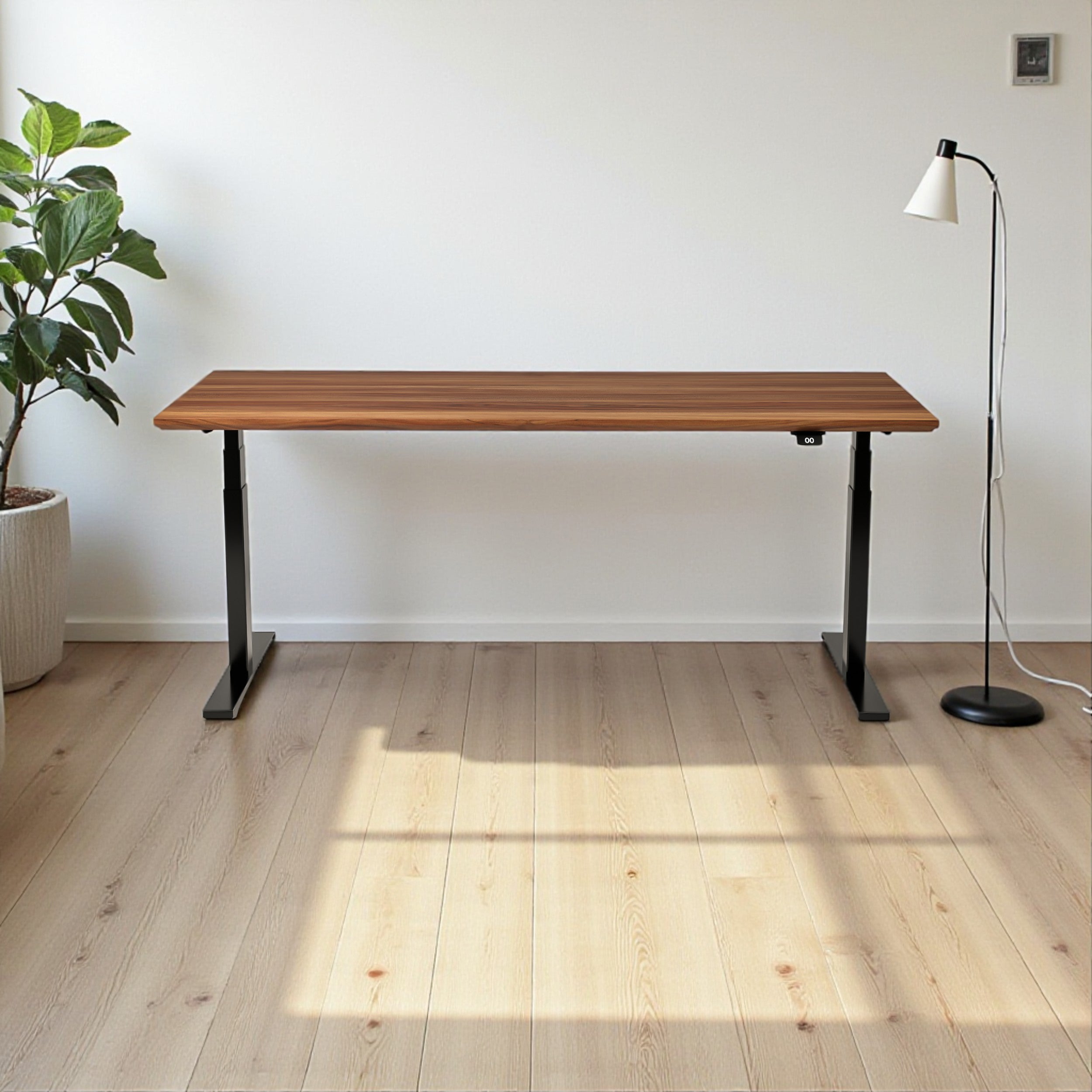 Model 304 | Pro High-Speed Solid-Wood Desk (68"x29") | Teak Wood | Black Legs