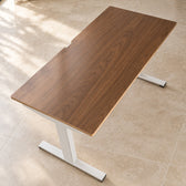Model 301 Electric Standing Desk | Walnut Veneer | 55 x 27 in | White Legs