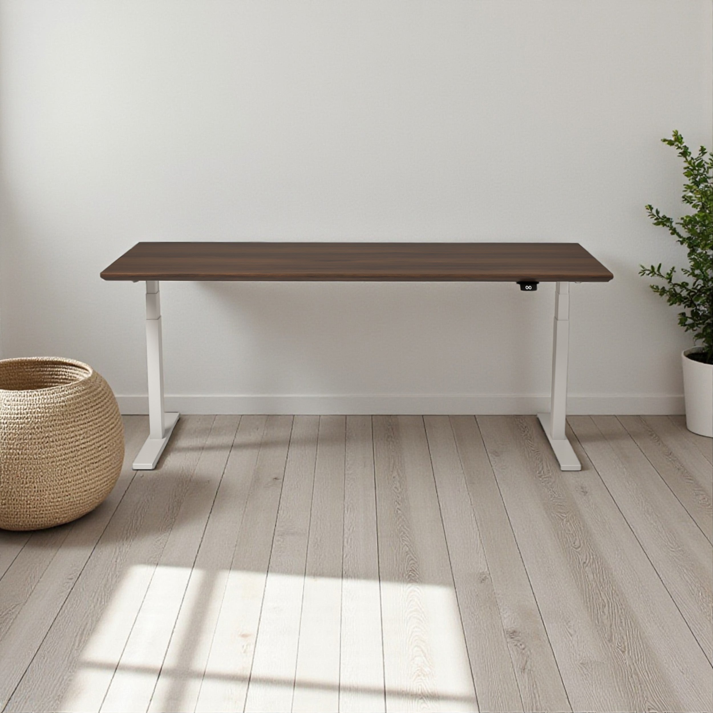 Model 304 | Pro High-Speed Solid-Wood Desk (68"x29") | Walnut Wood | White Legs