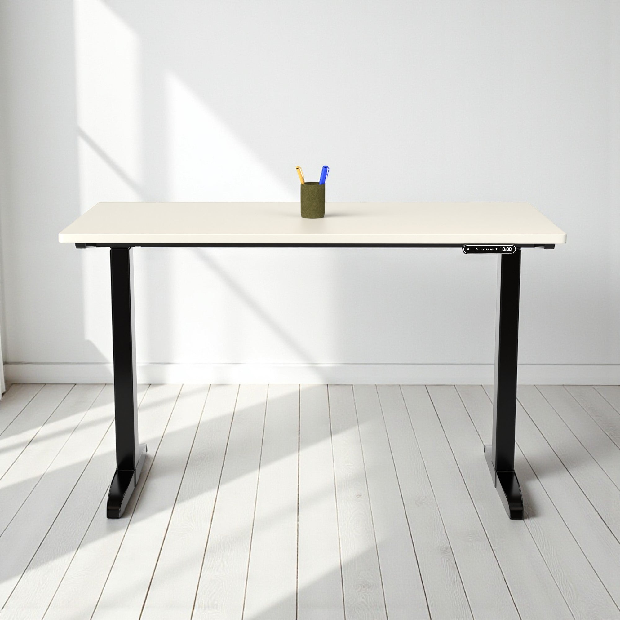Model 301 | Everyday Electric Sit-Stand Desk (48"x24") | White | Black Legs