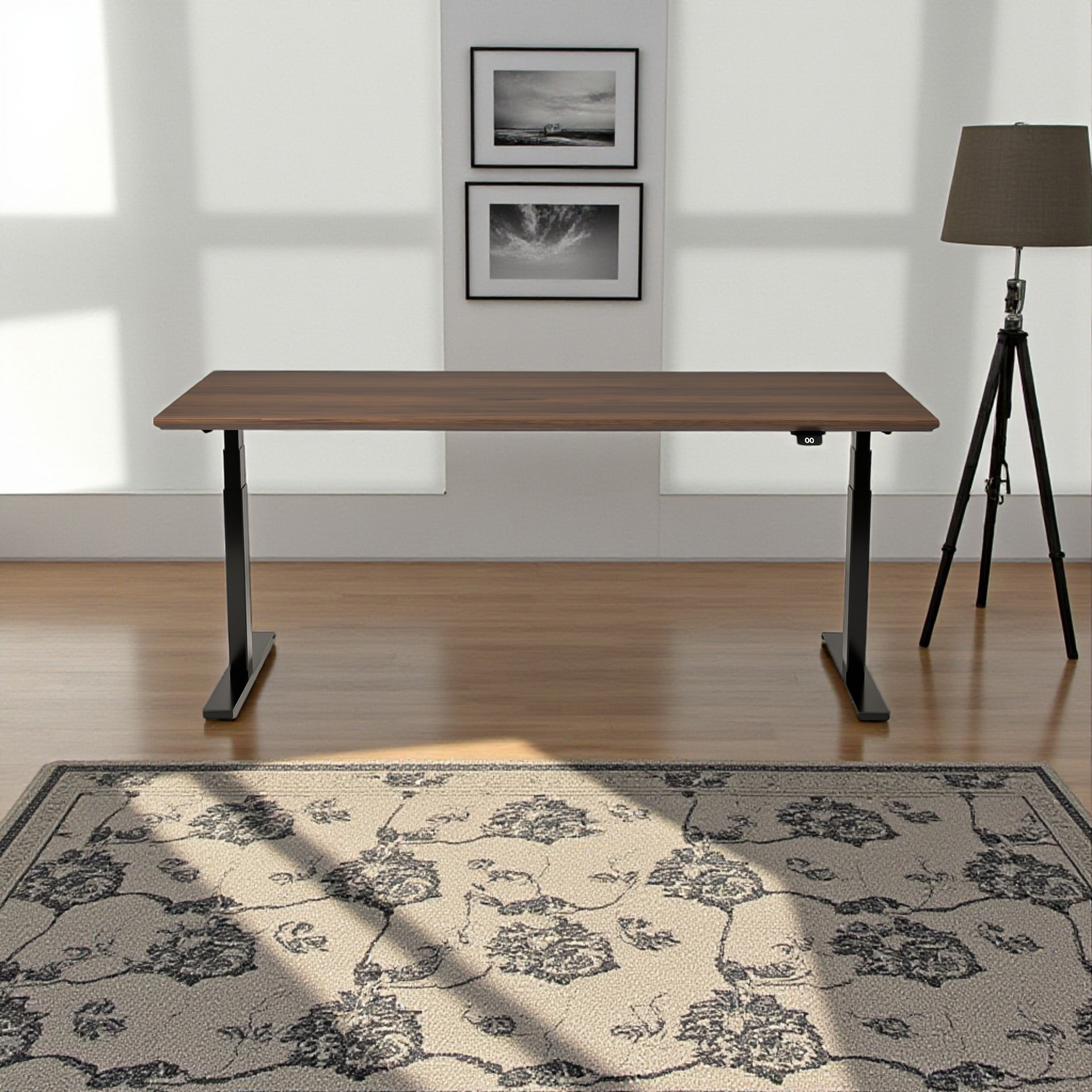 Model 304 | Pro High-Speed Solid-Wood Desk (68"x29") | Walnut Wood | Black Legs