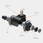 Ergonomic office chair caster wheel black, showing smooth swivel, heavy duty, floor protection features.