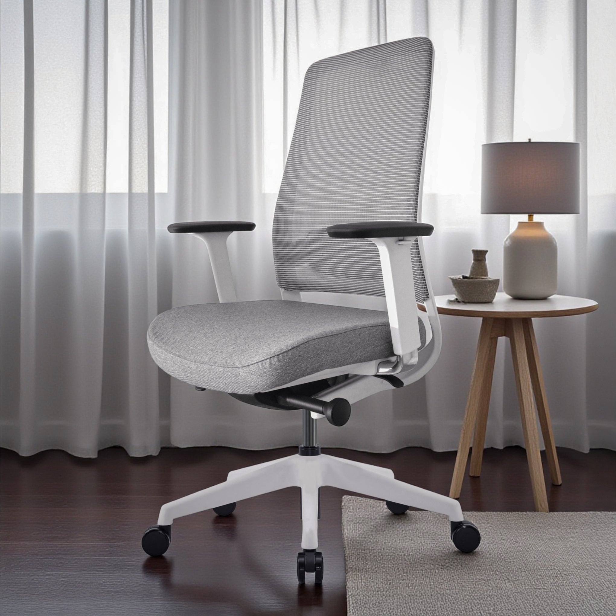 Model 54  Ergonomic Office Chair  | White/Grey | Nylon Base